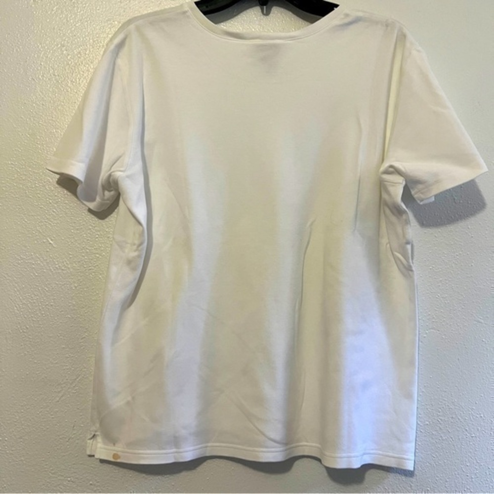Talbots white short-sleeved 100% cotton t-shirt, Sz L. Preowned.